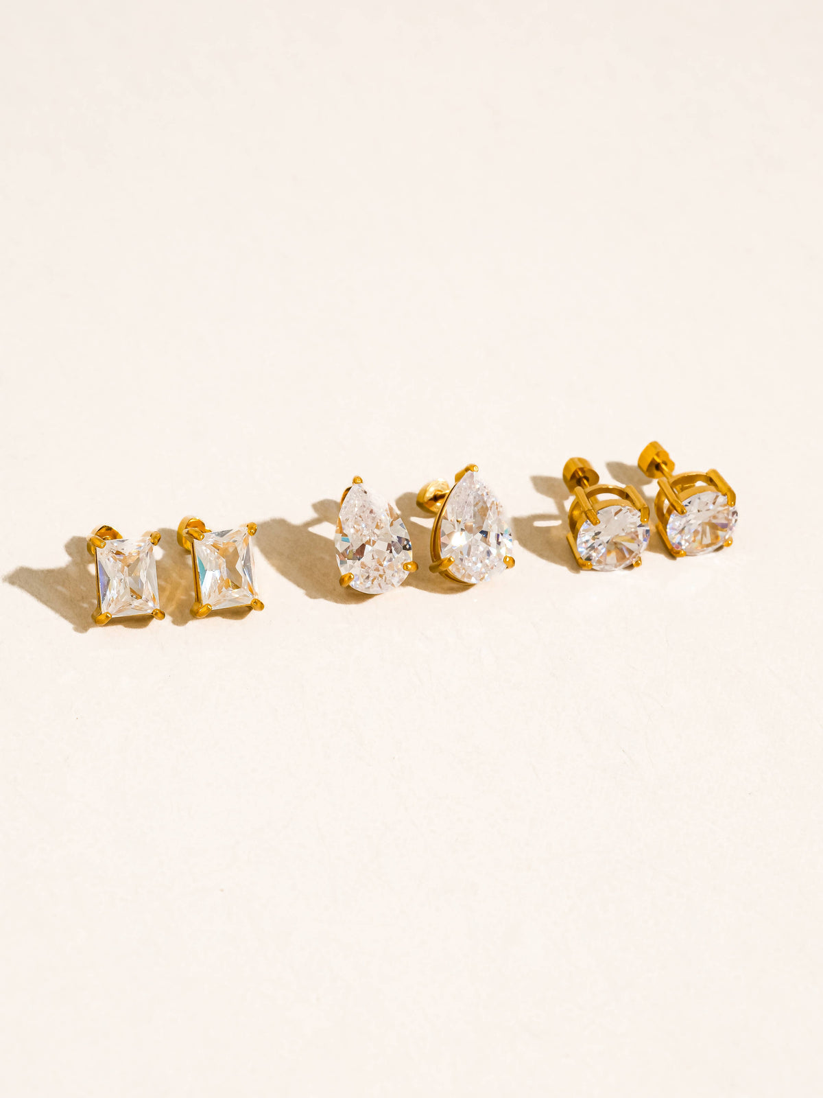 Flânerie by MAIQ Avenn 18K Gold Non-Tarnish Round CZ Flat Back Earrings