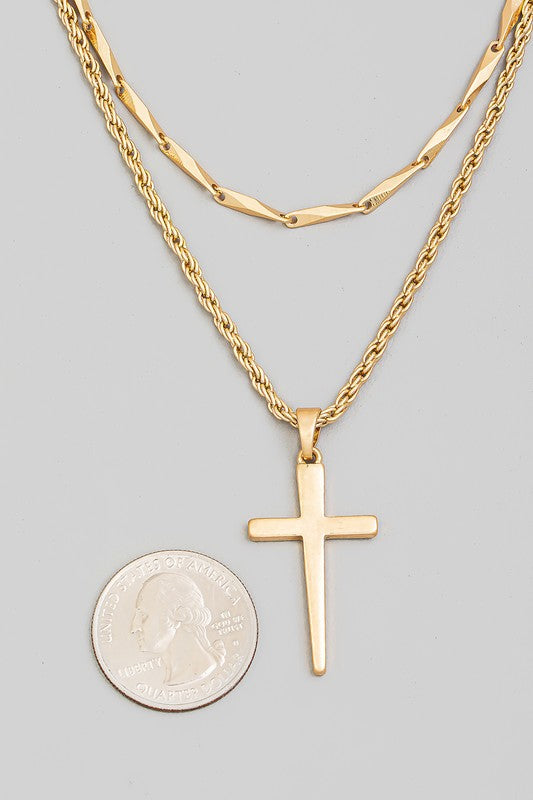 Berne Layered Cross Necklace (2 Colors!)