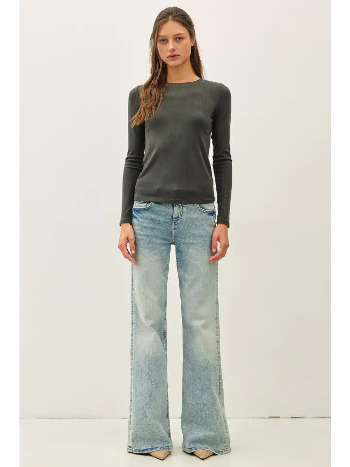 Hoffman Ribbed Crewneck Long Sleeve Top
