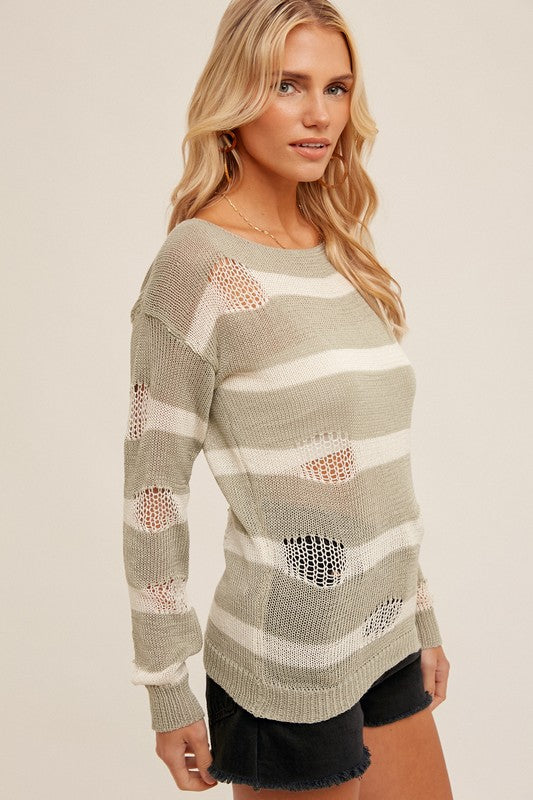Abigail Distressed Stripe Sweater