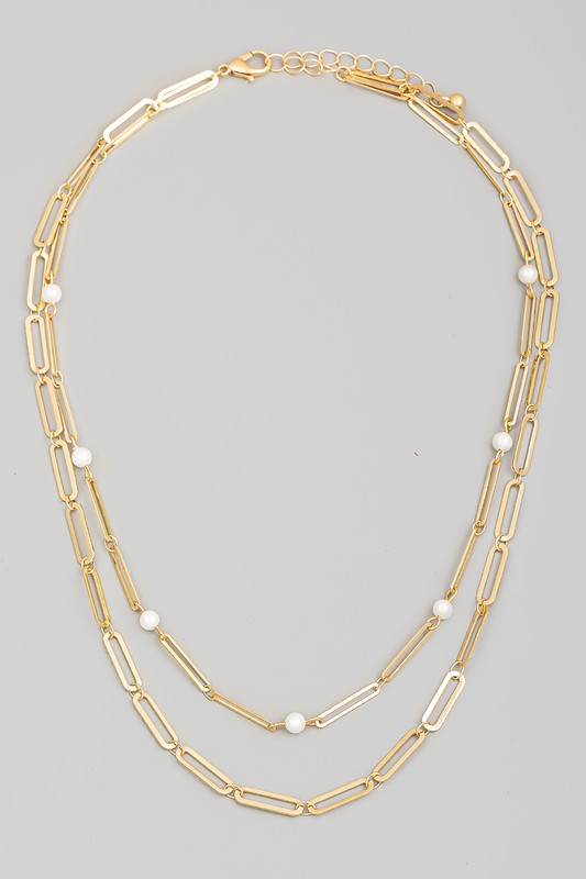 Bess Pearl and Chain Necklace