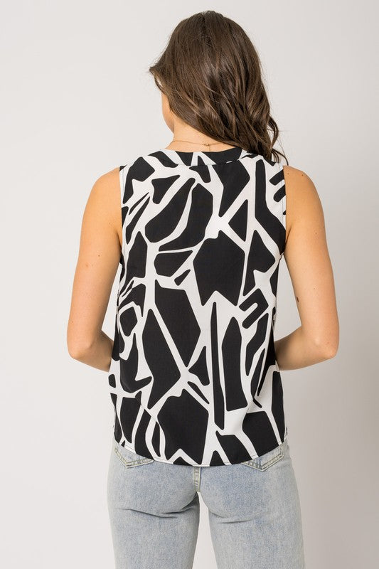 Tanith Sleeveless Abstract Tank Top