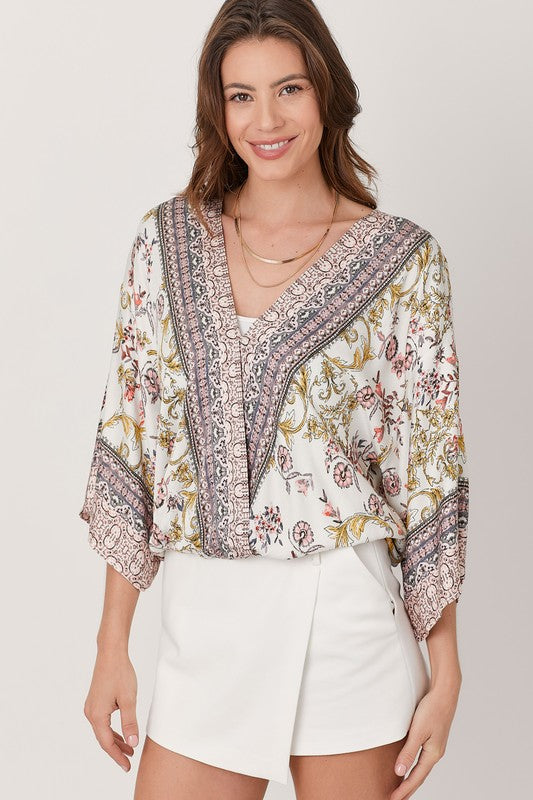 Floyce Printed Front Drape Top