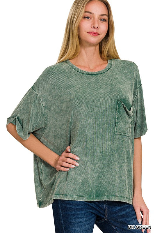 Jollie Washed Short Sleeve Top- DEAL OF THE WEEK!