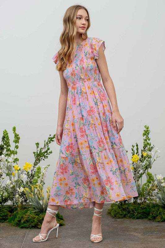 Hancock Floral Tiered Midi Dress