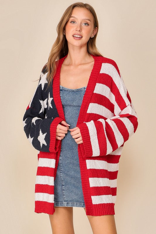 Patriot Flag Cardigan Sweater