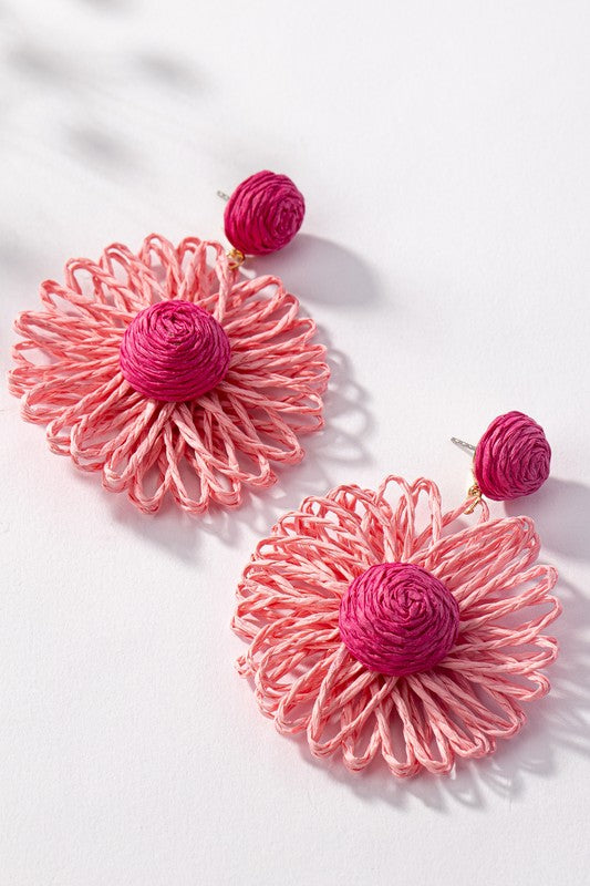 Madison Raffia Flower Earrings (2 Colors!)