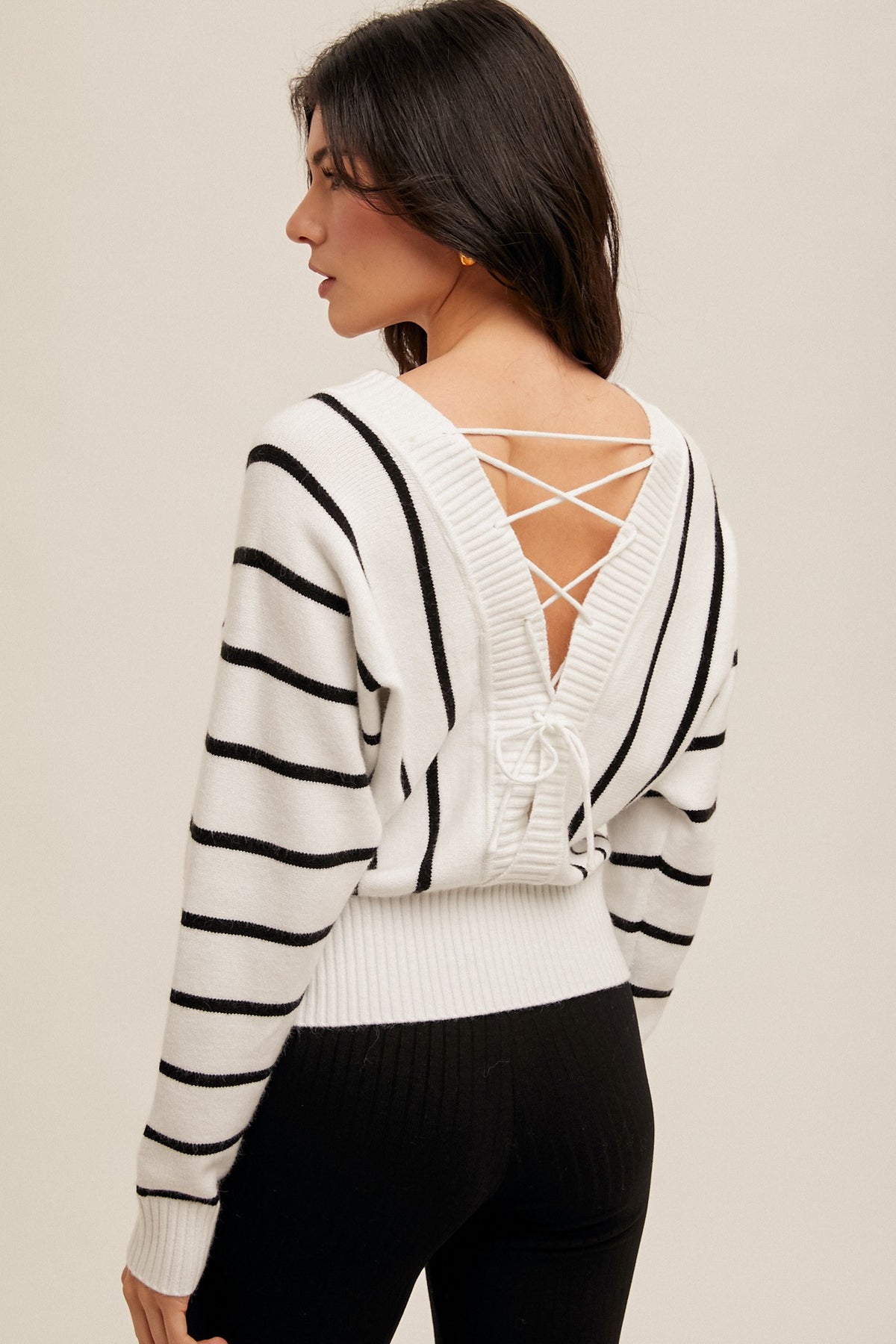 Ivy Stripe V Sweater