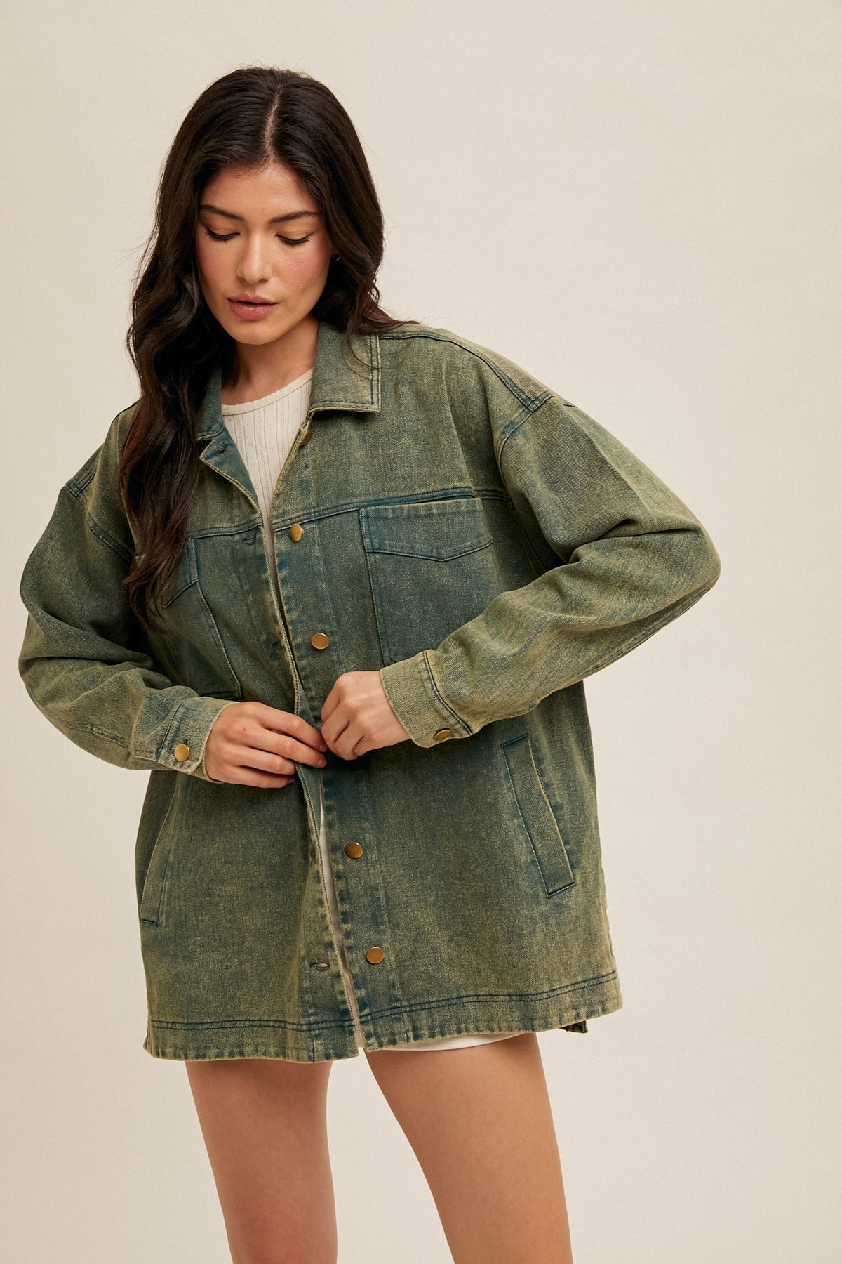 Gunner Olive Denim Shirt Jacket