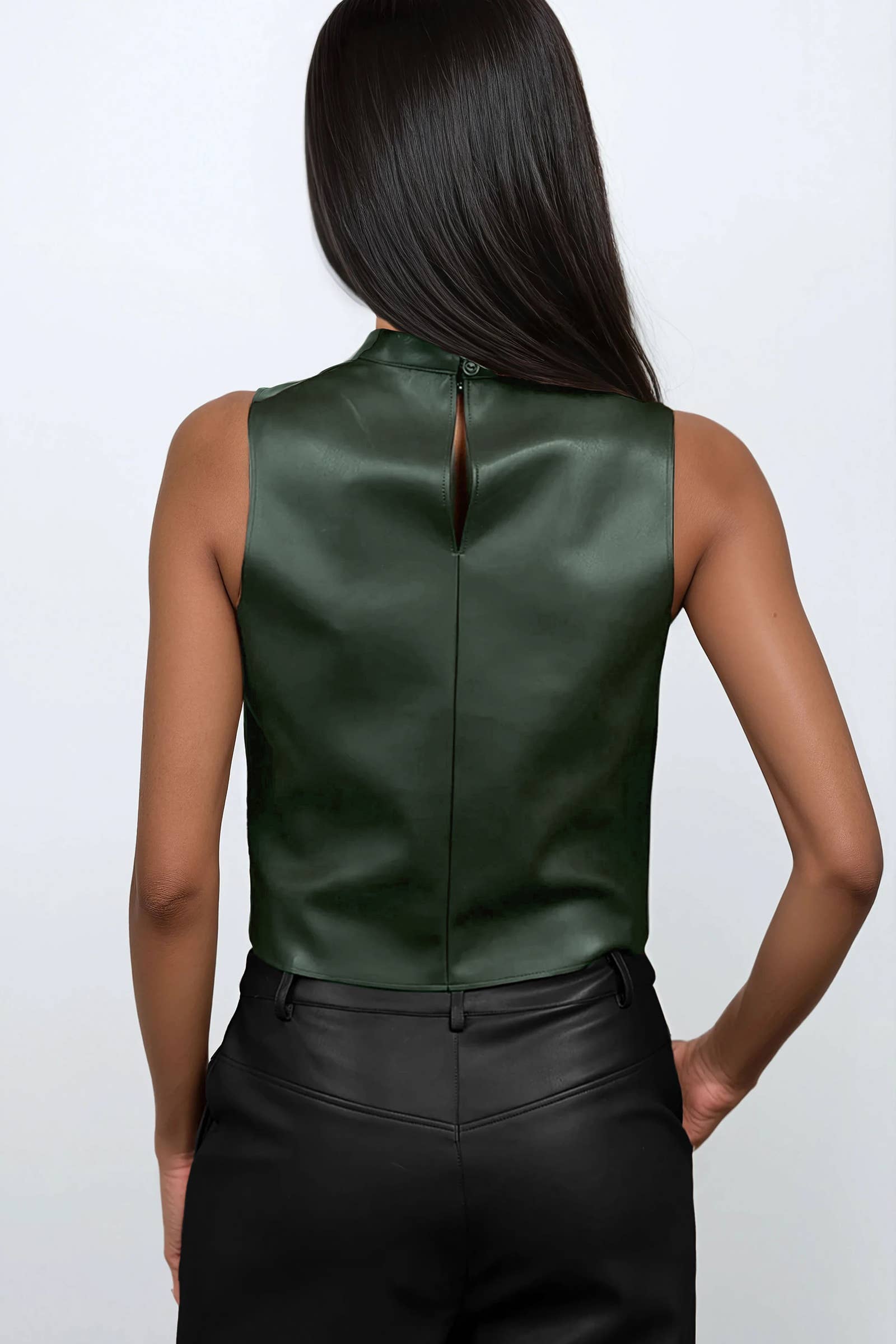 Mick Forest Mock Neck Vegan Butter Leather Top