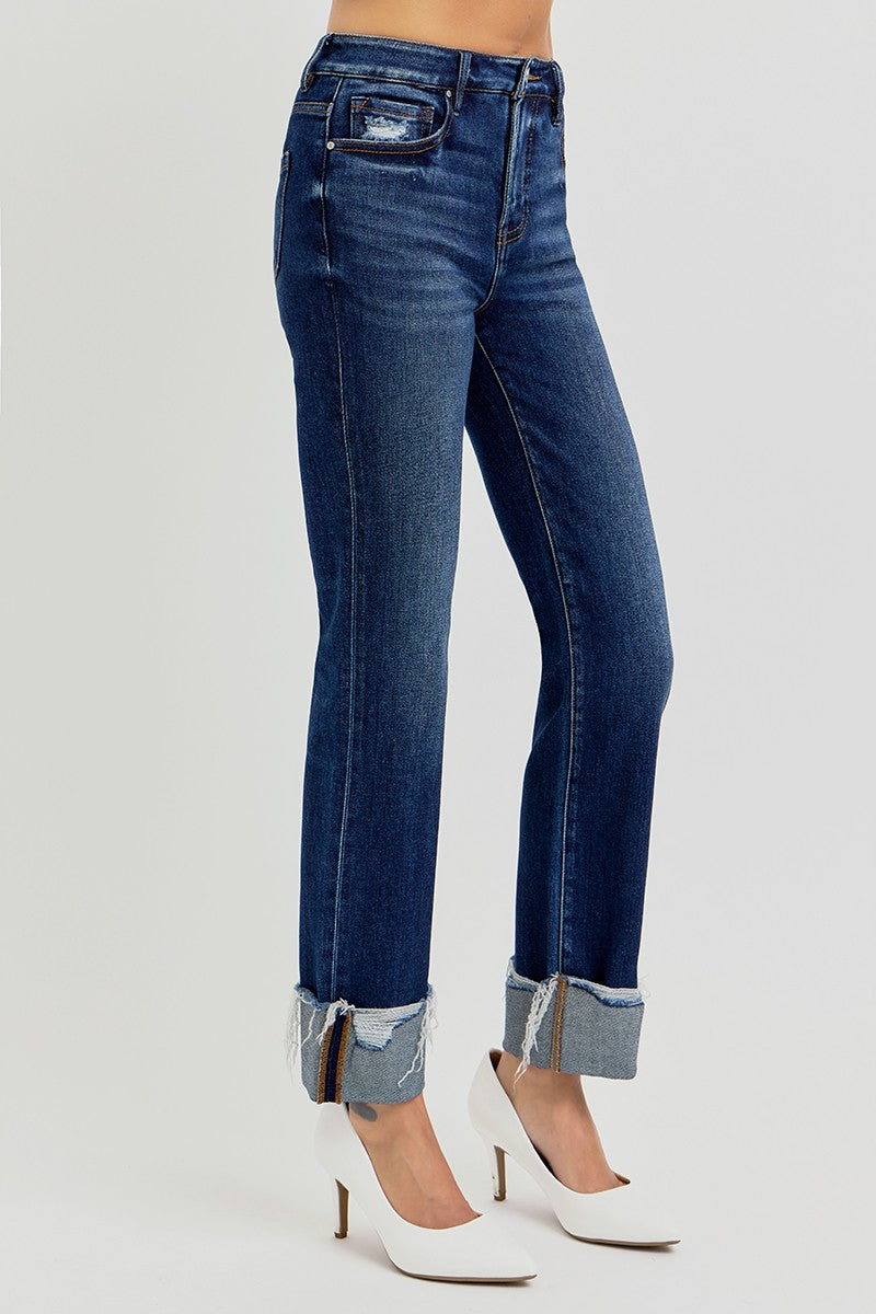 Risen Tulley High Rise Cuff Straight Jeans