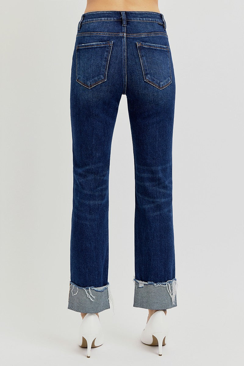 Risen Tulley High Rise Cuff Straight Jeans