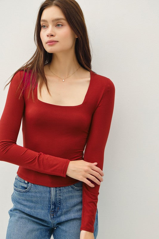 Moira Square Neck Scarlet Top FINAL SALE