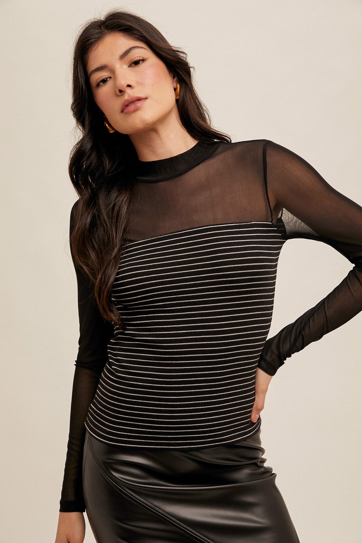 Jenny Stripe Mesh Top