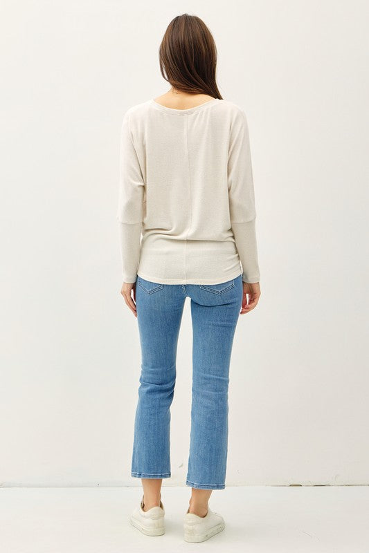 Monica Oatmeal Batsleeve Top