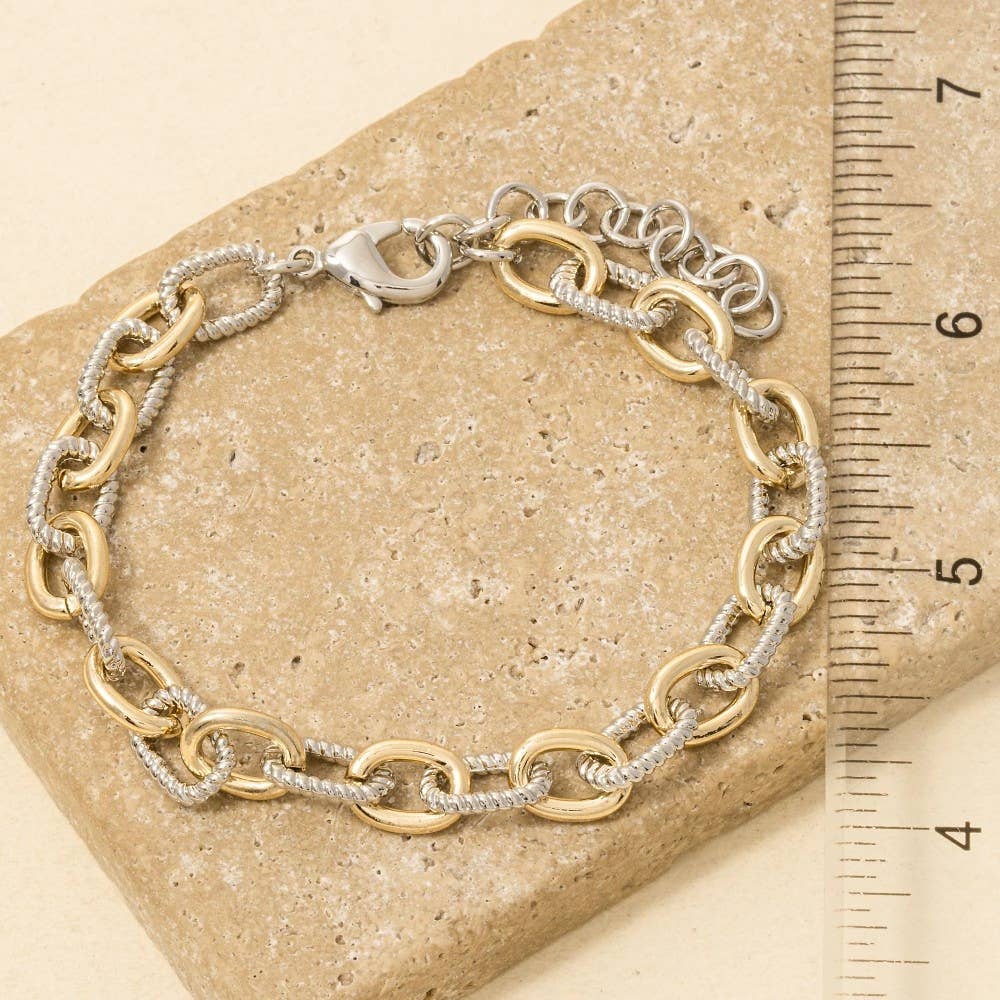 Alba Gold Plated Two Tone Chain Bracelet