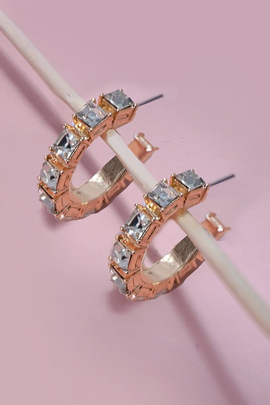 Mika Rhinestone Hoop Earrings