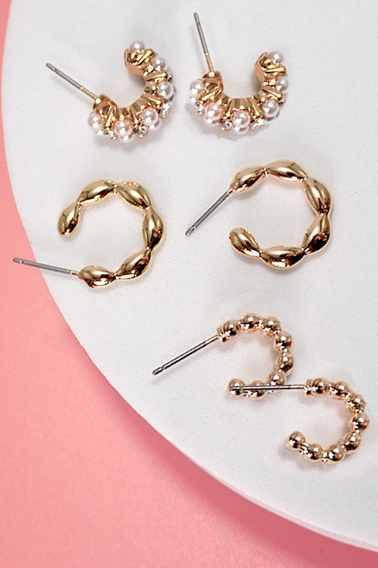 Braster Mini Mix Hoop Earring Trio