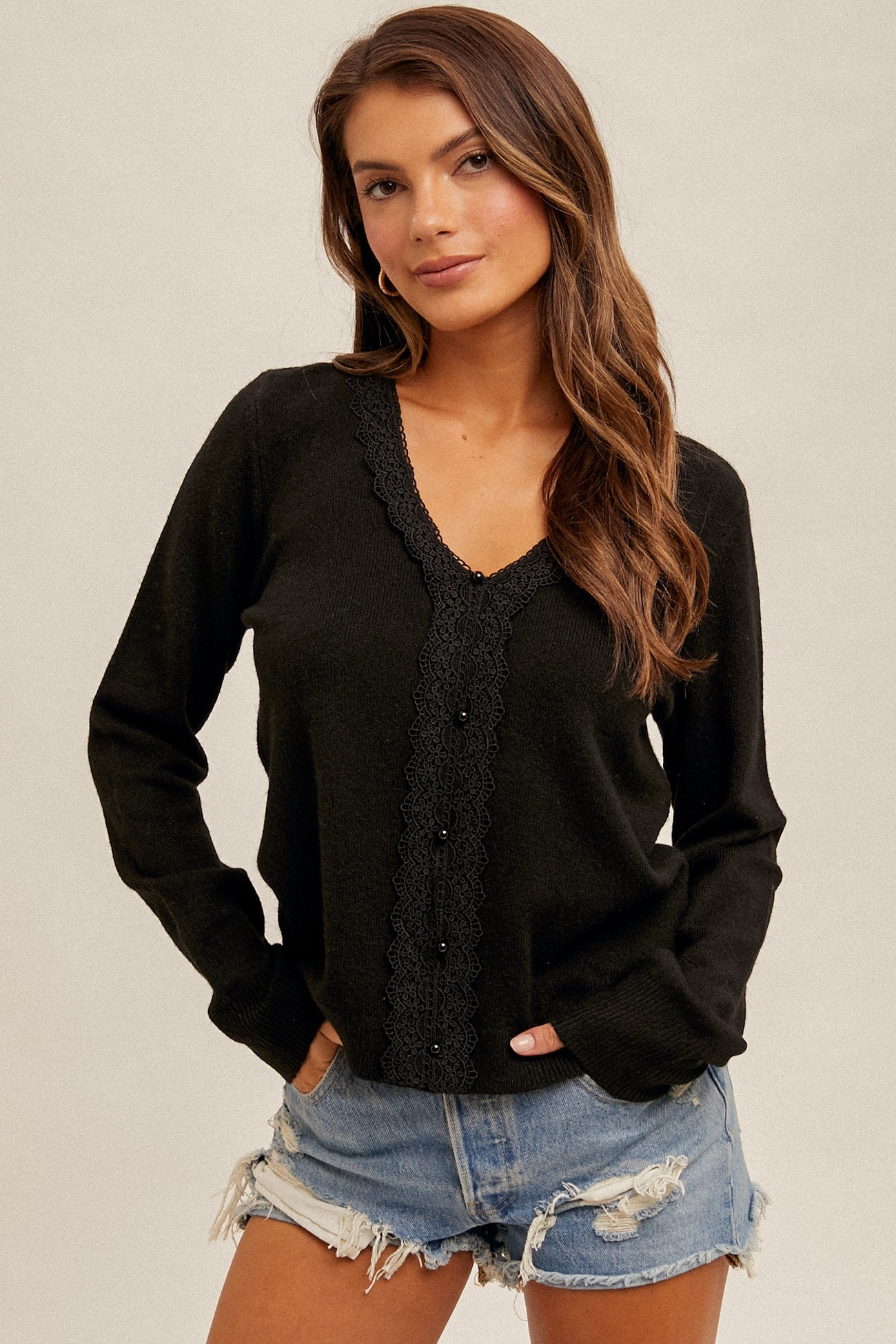 Bunnie Lace Trim Cardigan