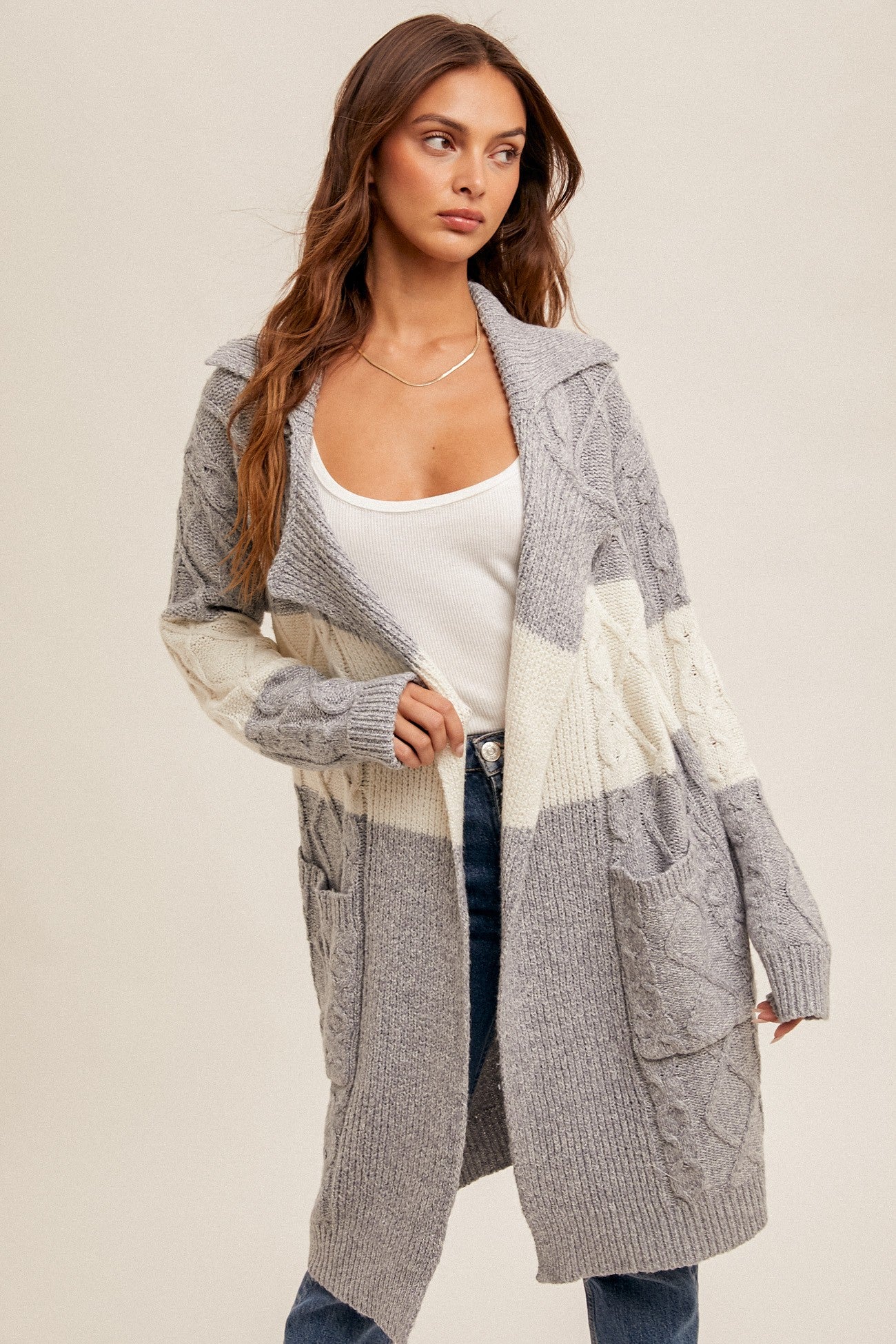 Brinks Colorblock Midi Cardigan Sweater -Available Online & Frankfort Store!