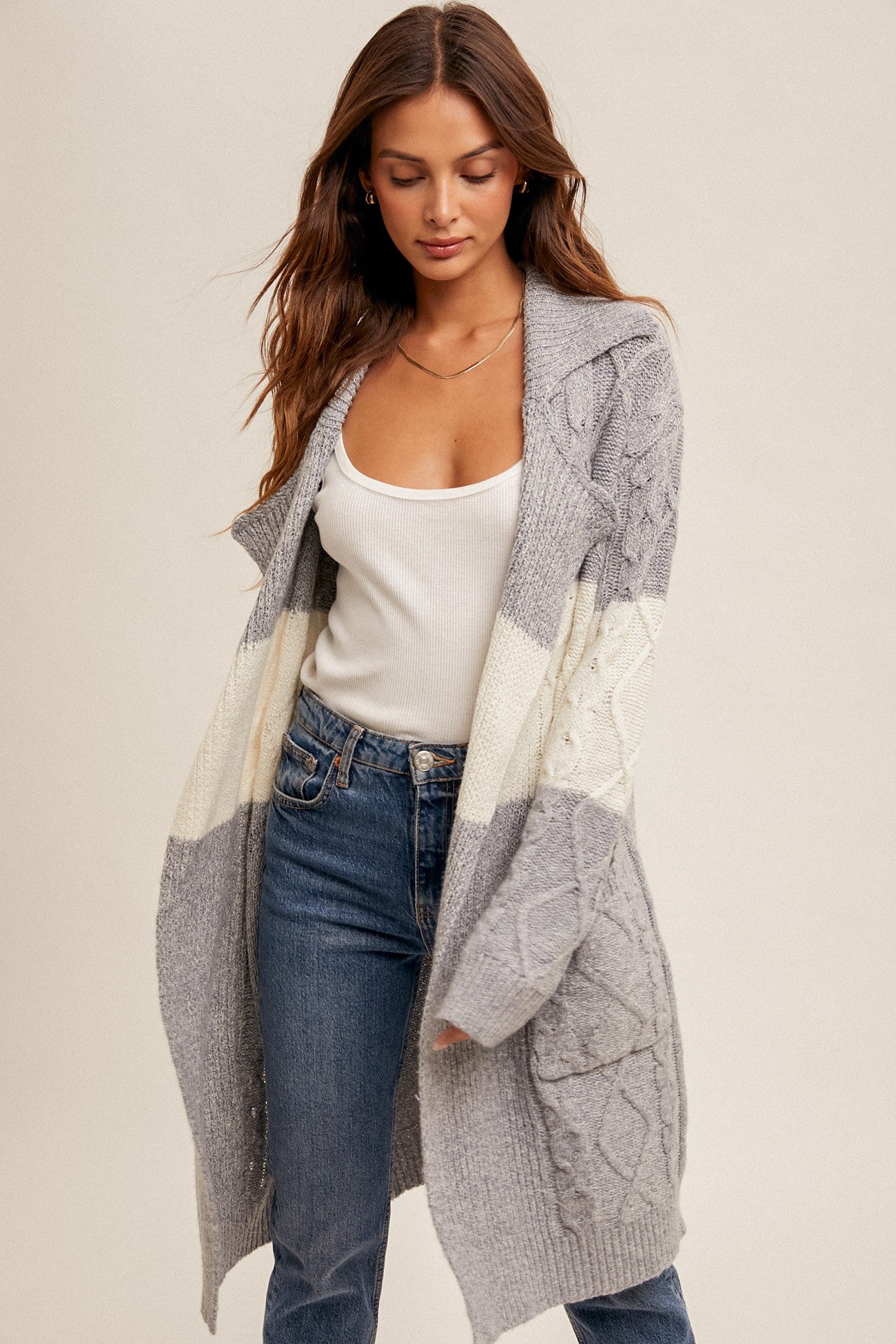 Brinks Colorblock Midi Cardigan Sweater -Available Online & Frankfort Store!