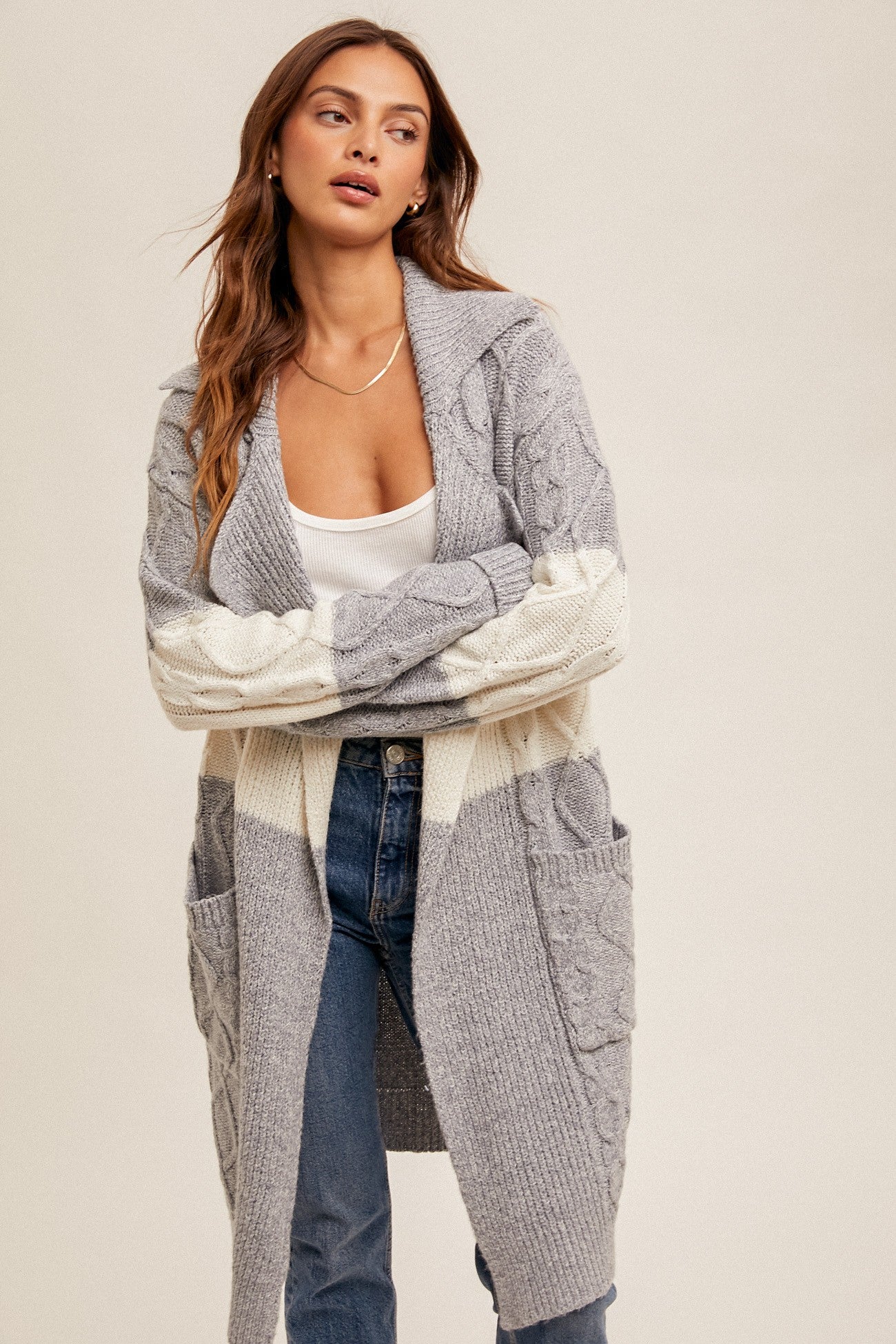 Brinks Colorblock Midi Cardigan Sweater -Available Online & Frankfort Store!