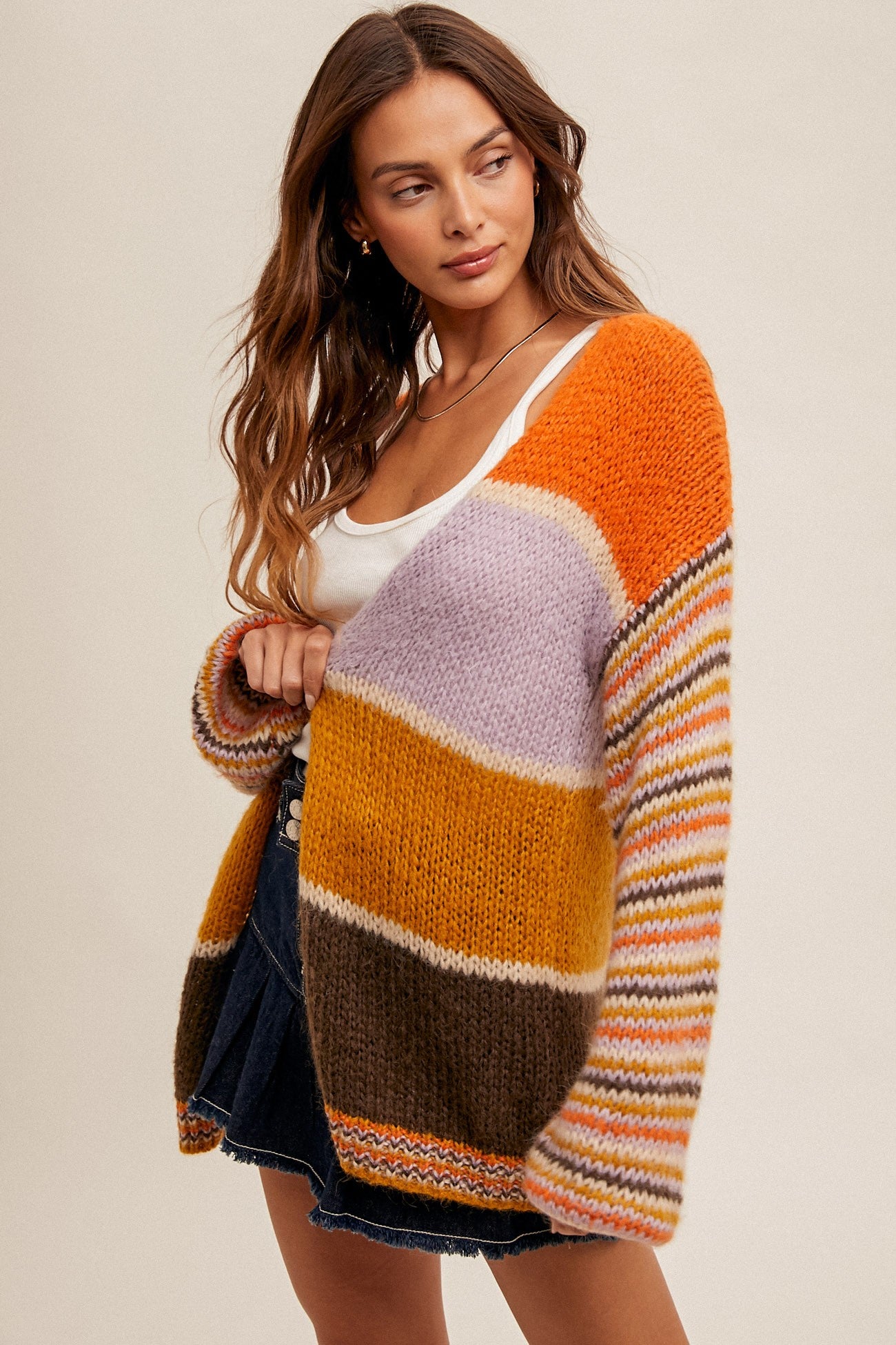 Benji Stripe Open Cardigan -Available Online & Orland Park Store!