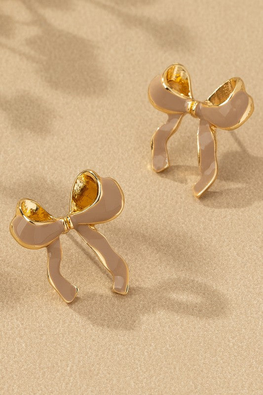 Cayne Bow Enamel Earrings