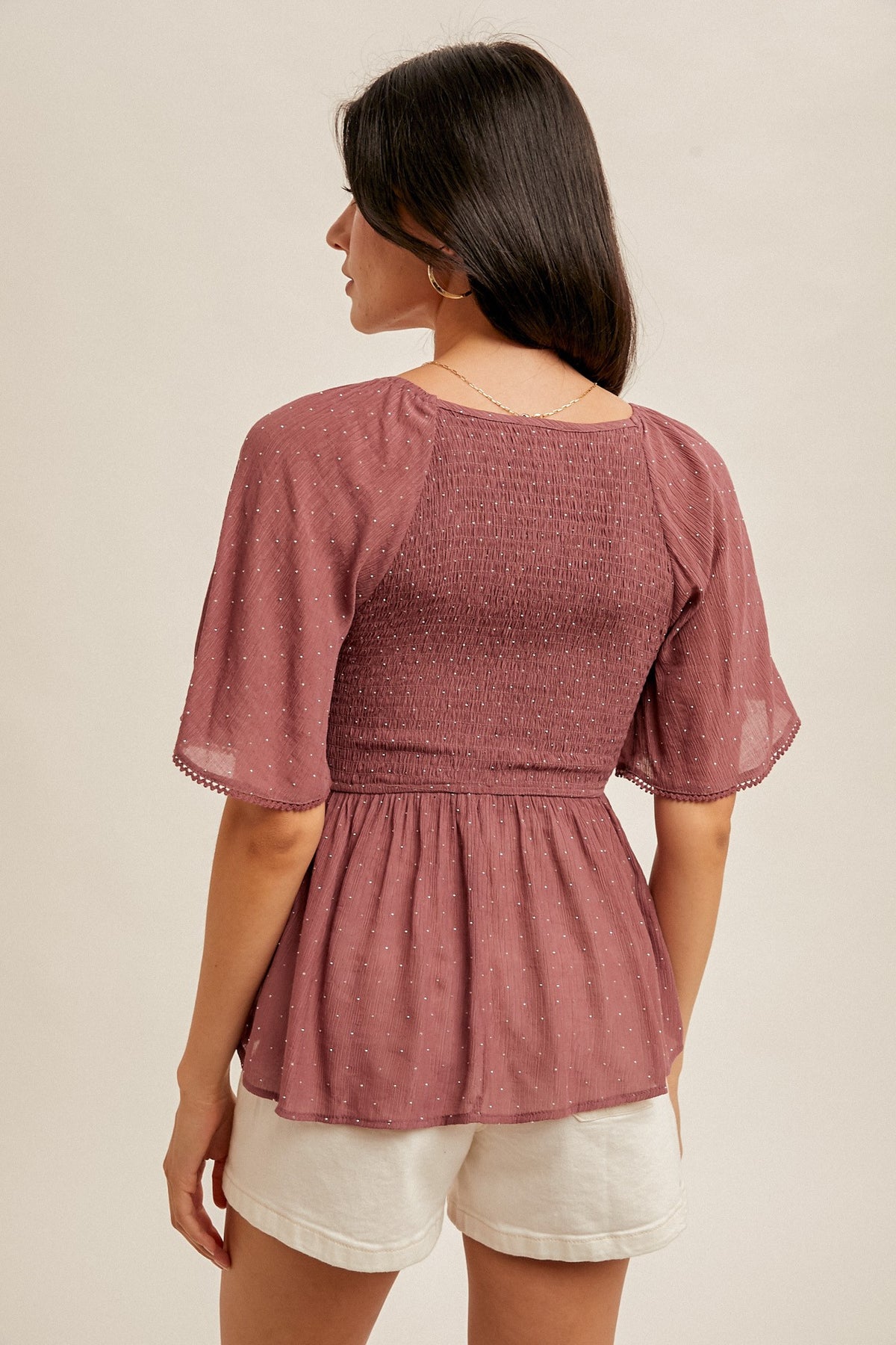 Amber Sparkle Peplum Top