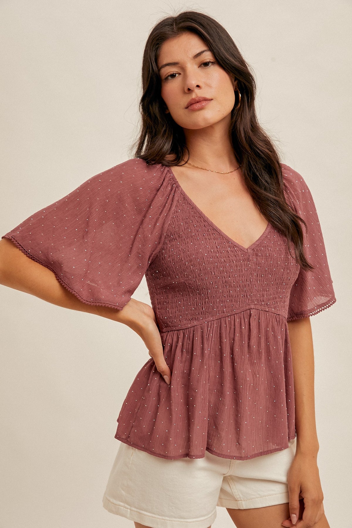 Amber Sparkle Peplum Top