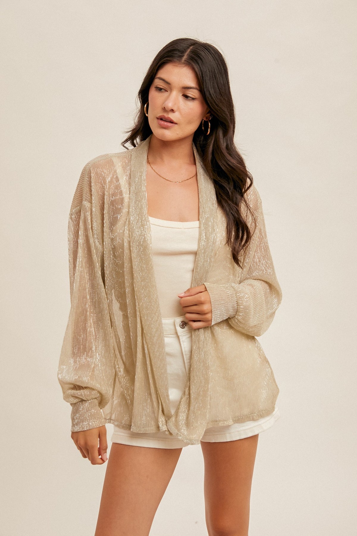 Harlem Plisse Shimmer Cardigan (2 Colors!)
