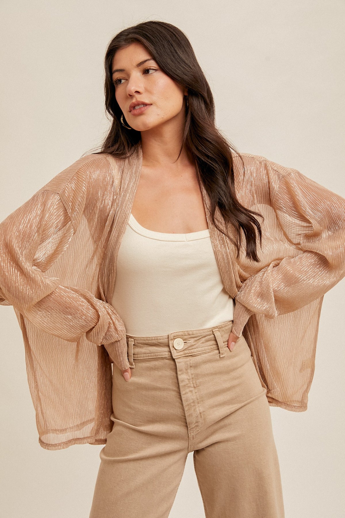 Harlem Plisse Shimmer Cardigan (2 Colors!)