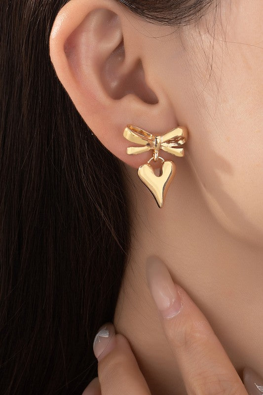 Bindy Heart Bow Earrings
