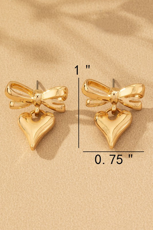 Bindy Heart Bow Earrings