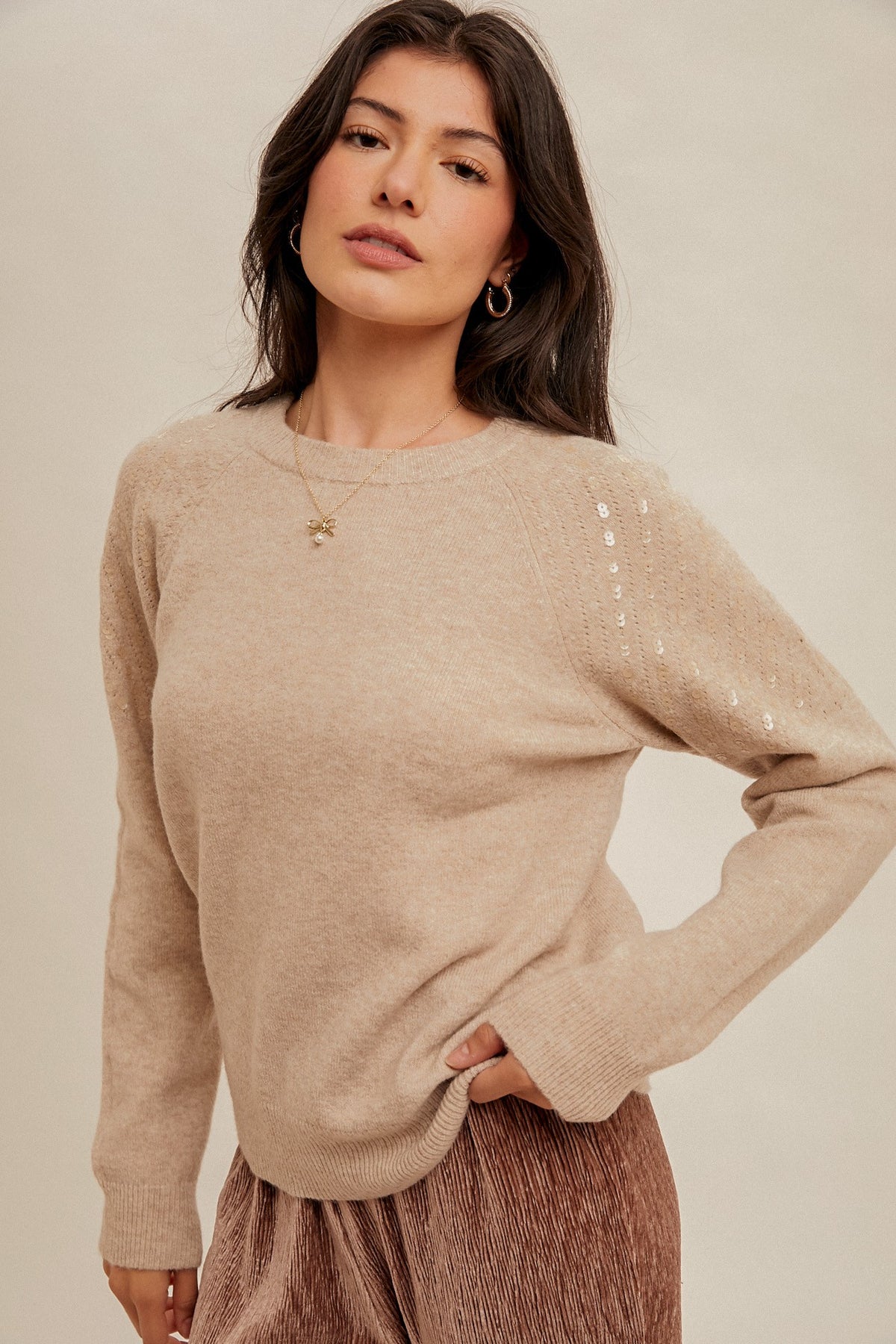Grayson Sequin Pointelle Sweater
