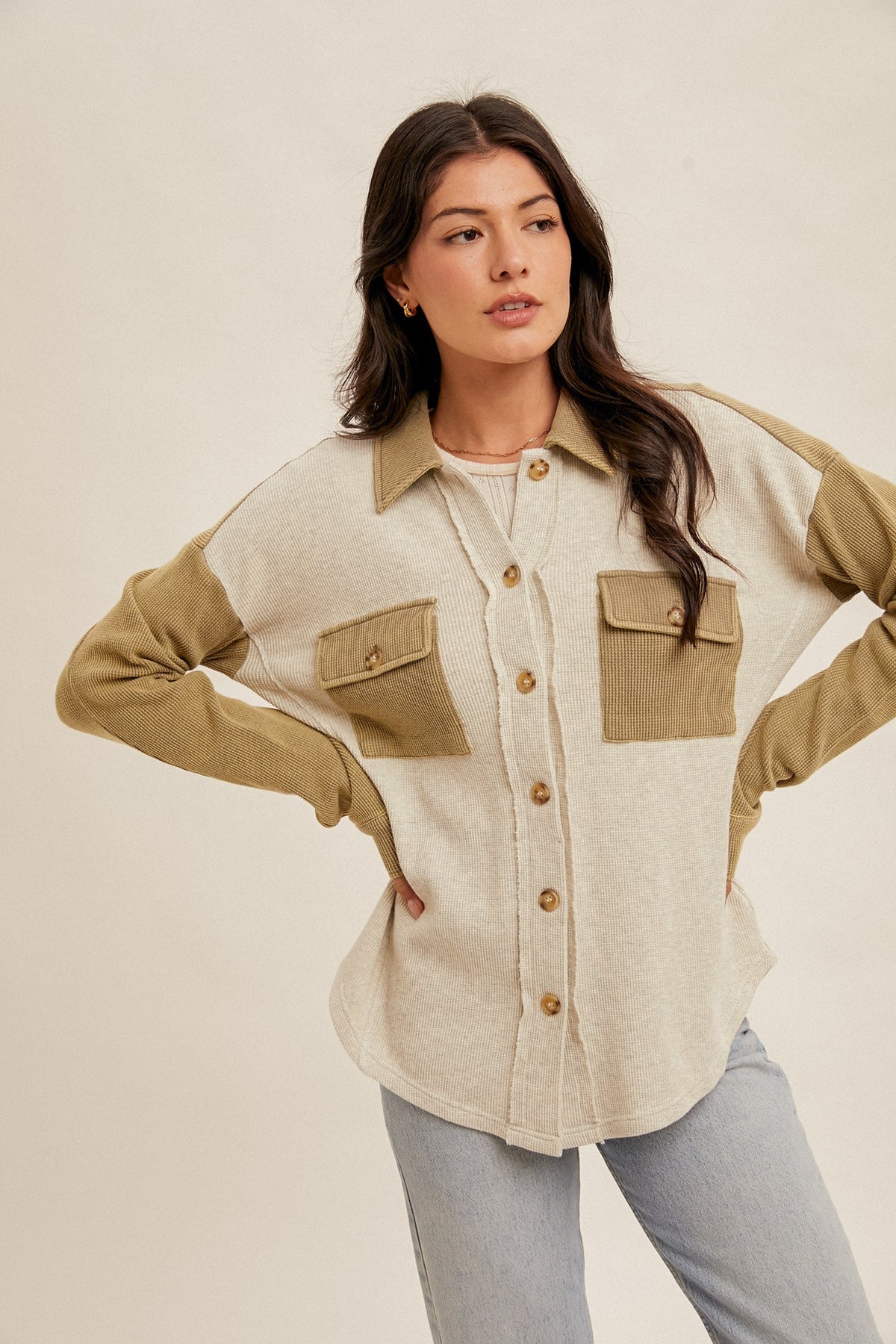 Calvin Waffle Knit Shirt Jacket