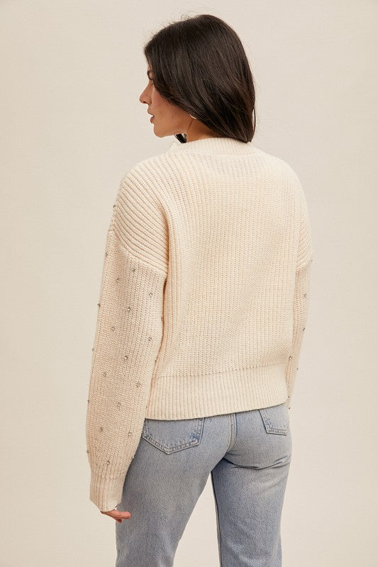 Garrett Ecru Rhinestone Sweater