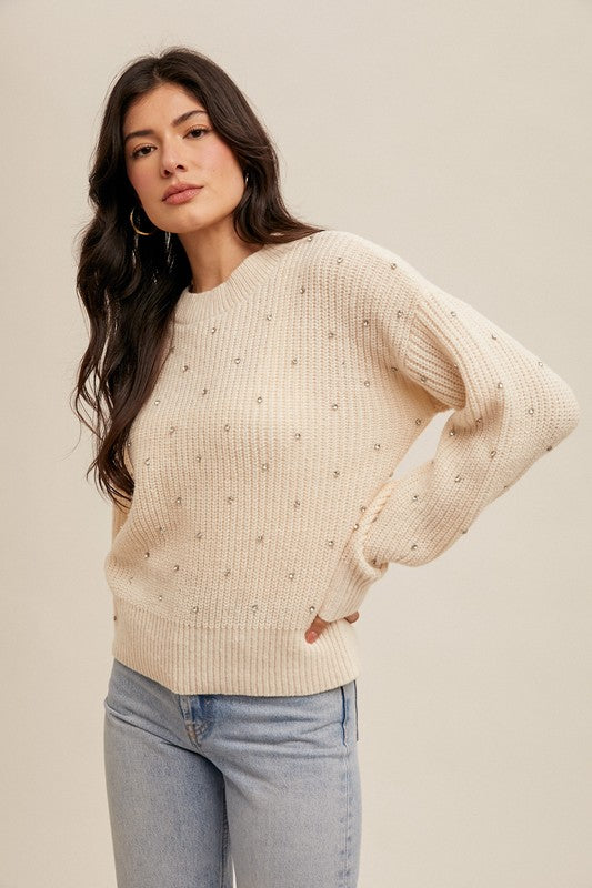 Garrett Ecru Rhinestone Sweater