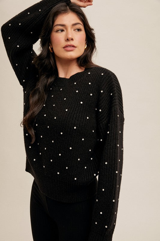Garrett Black Rhinestone Sweater