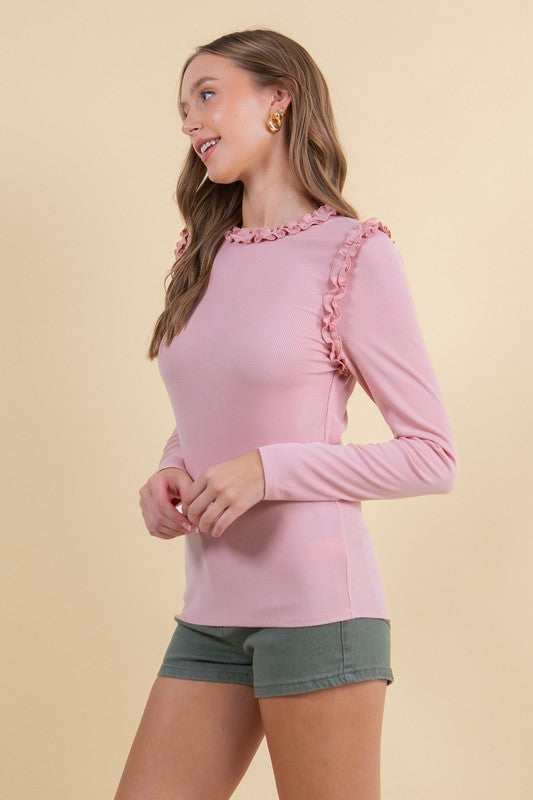 Goodie Pink Ruffle Top
