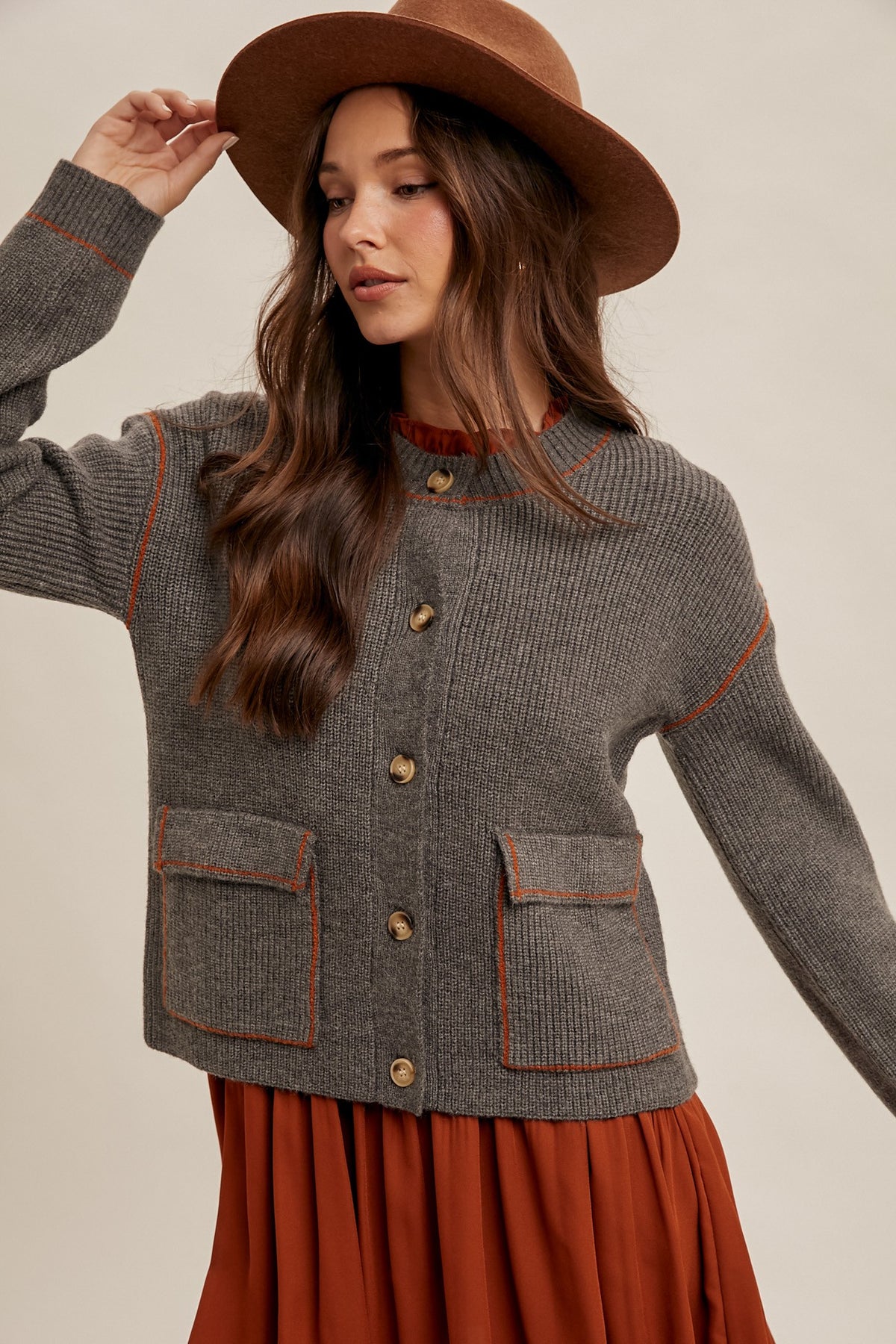Koko Contrast Stitch Cardigan