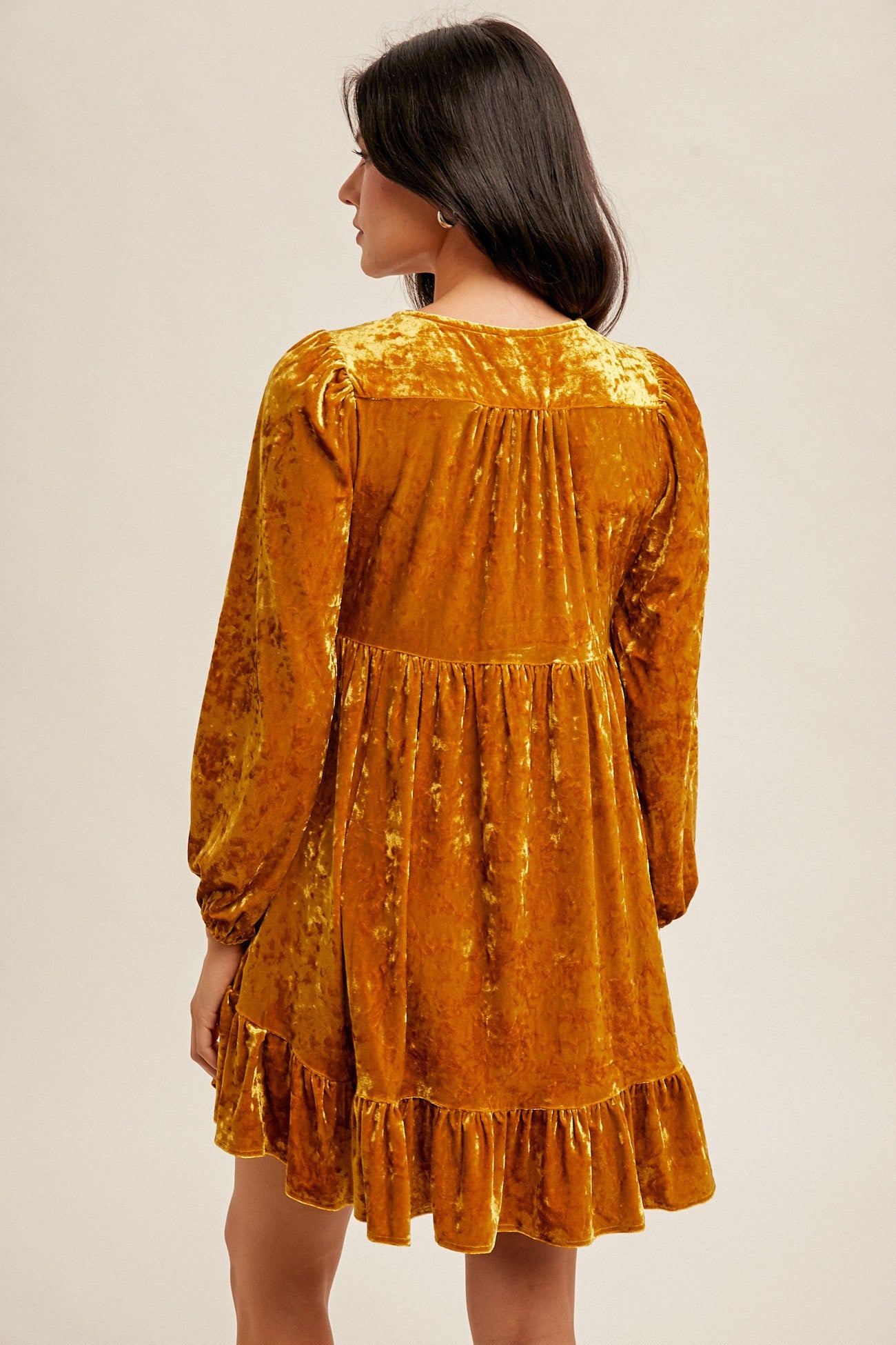 Brooke Mustard Velvet Dress