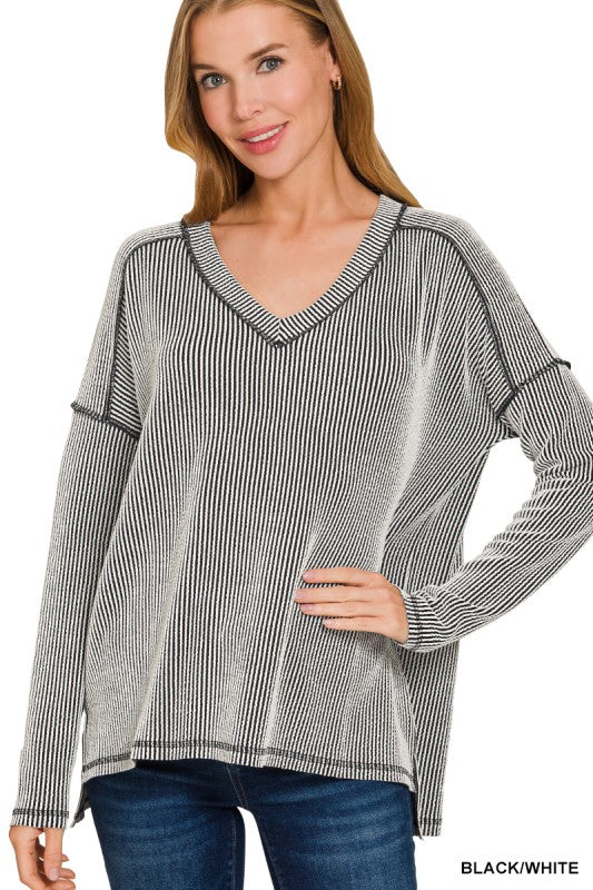 Tonya Ribbed V Top