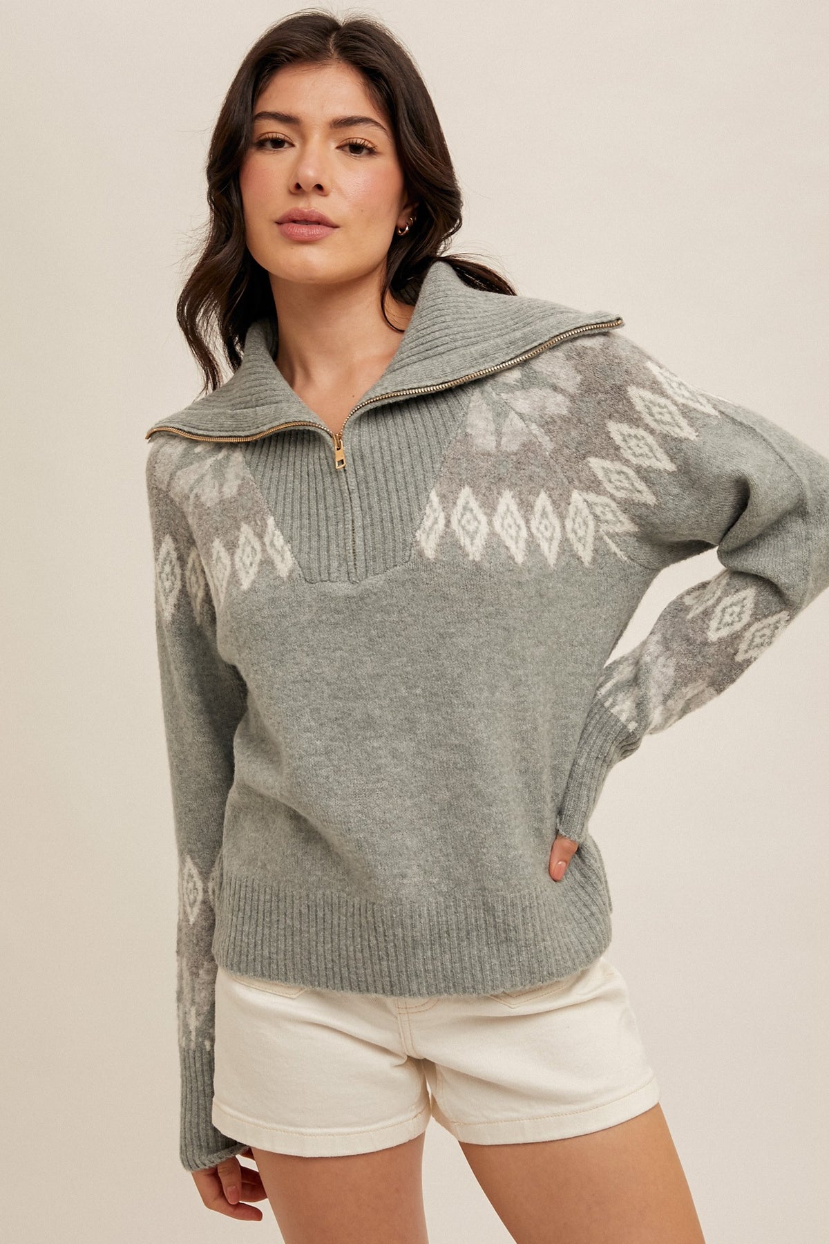 Barley Nordic Quarter Zip Sweater
