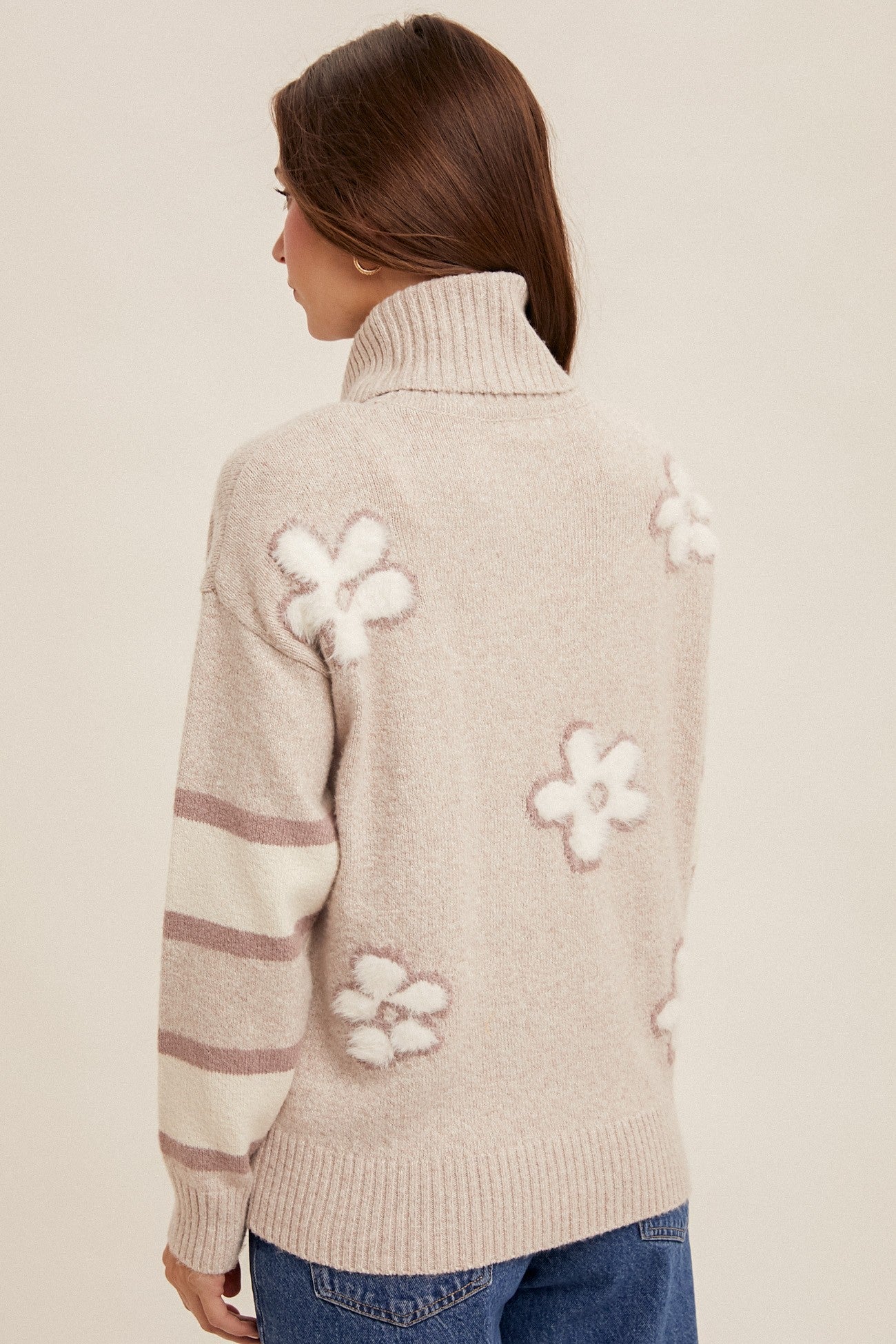 Bessie Floral Turtleneck Sweater -Available Online & Orland Park Store!