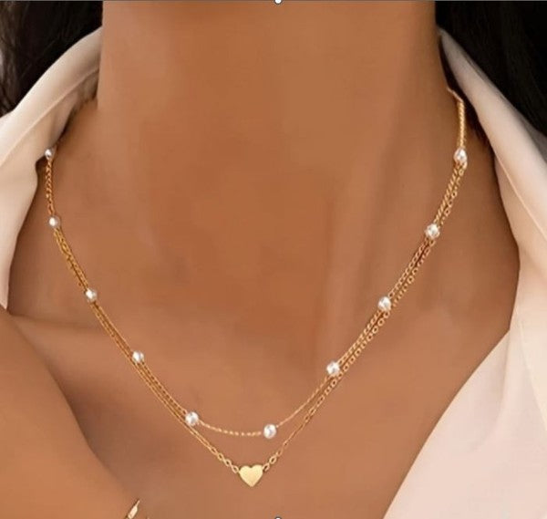 Clint Heart Pearl Necklace