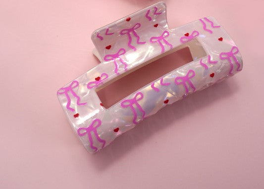 Ivory Pink Bow Claw