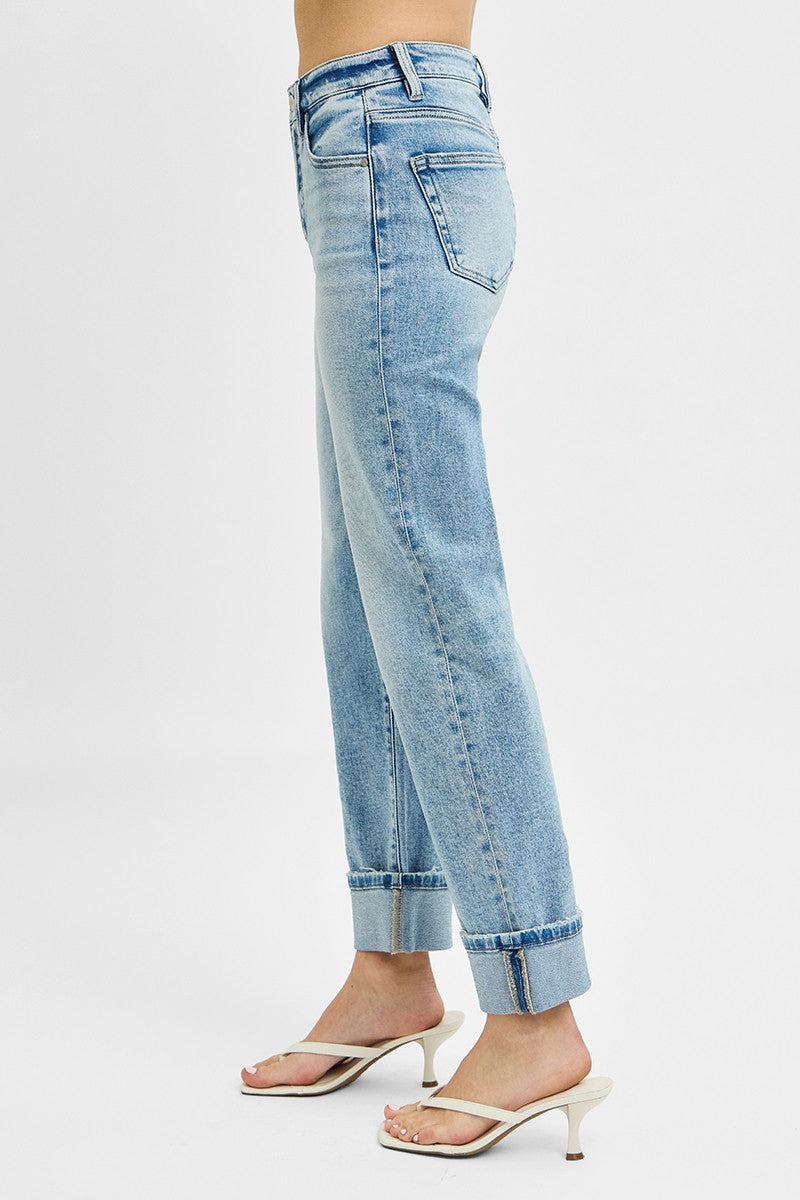 RISEN Werner High Rise Crop Rolled Straight Jeans PREORDER