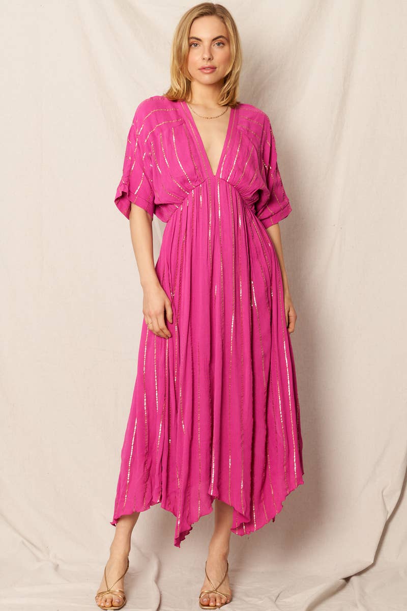 Deidre Pink Striped Sequin Midi Dress