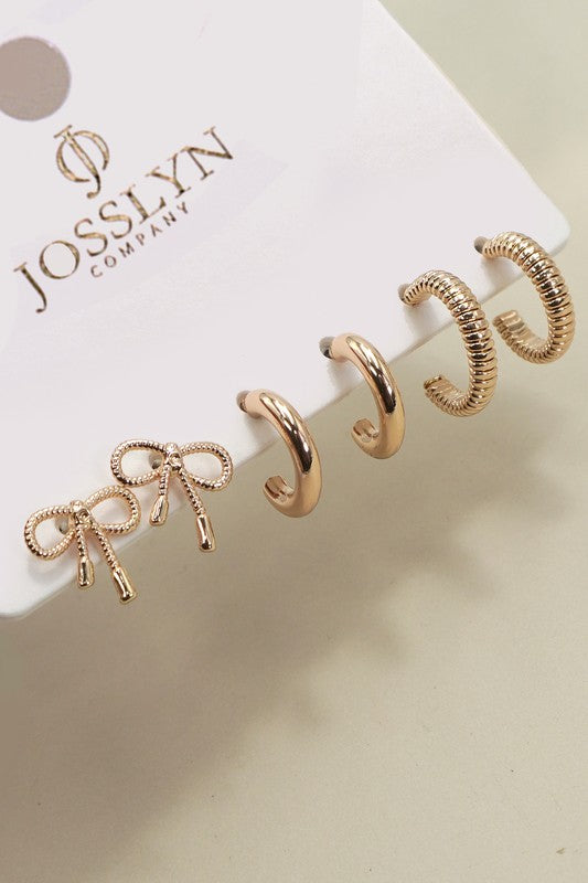 Bayler Bow Hoop Earring Trio